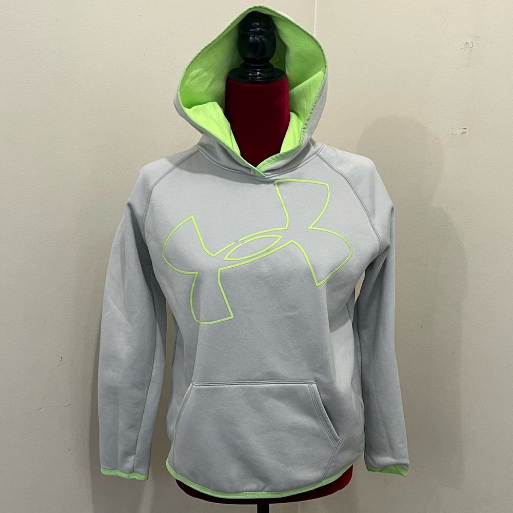 Under Armour grey with neon green logo hoodie